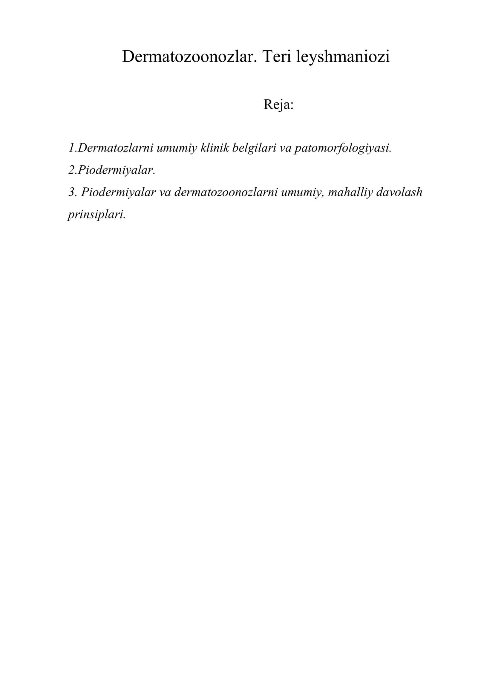 Dеrmаtоzооnоzlаr. Teri leyshmaniozi