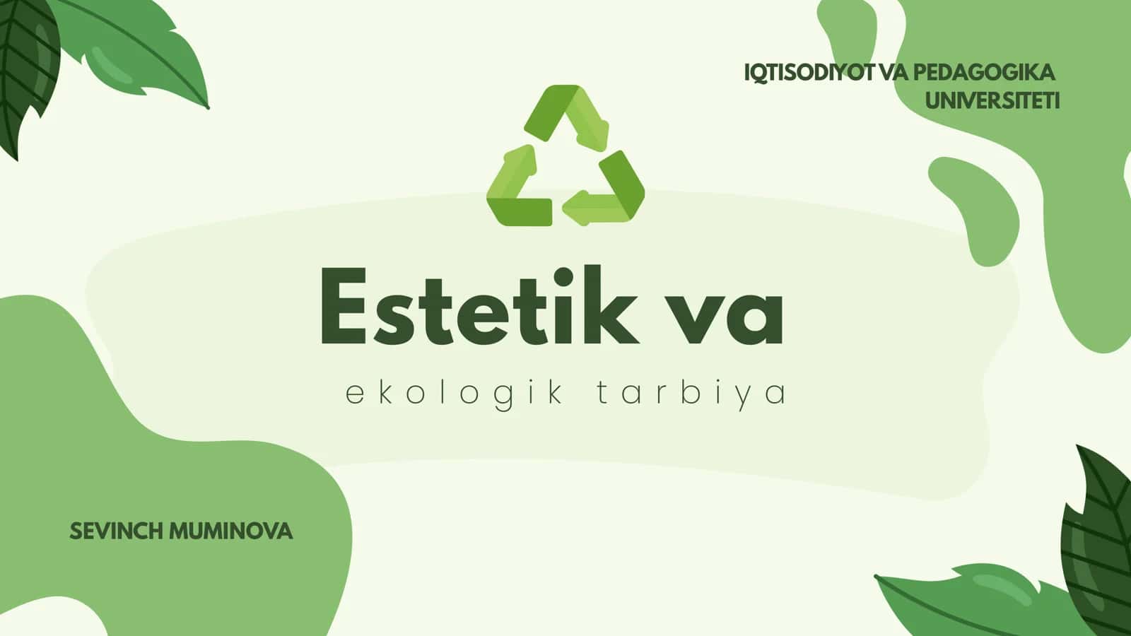Estetik va ekologik tarbiya
