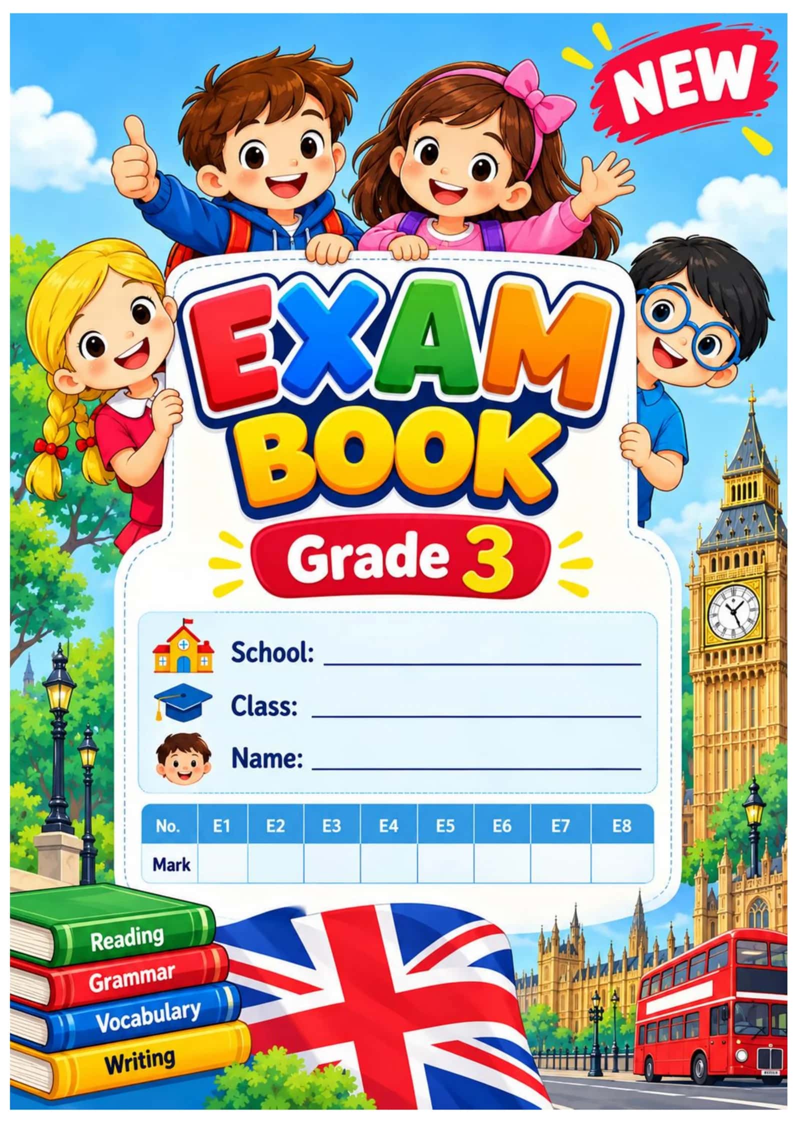 Exam book (grade 3) 3-sinflar uchun nazorat ishi daftari. Yangi