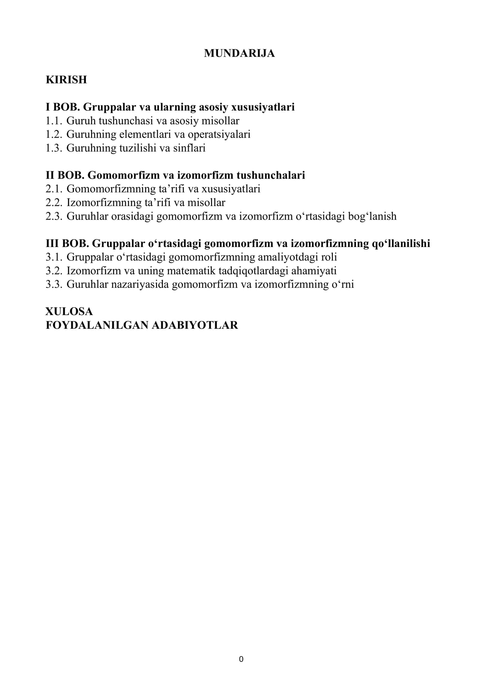 Guruhlar o‘rtasidagi Gomomorfizm va Izomorfizm