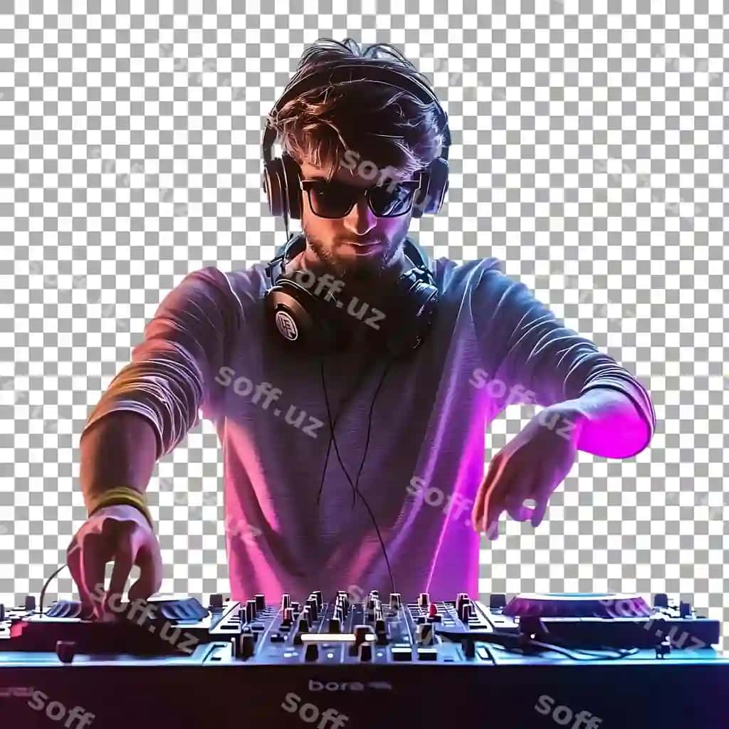 Png dj man quloqchuqli ajraltirilgan shaffof fonda | Png dj man with headphones isolated against transparent background