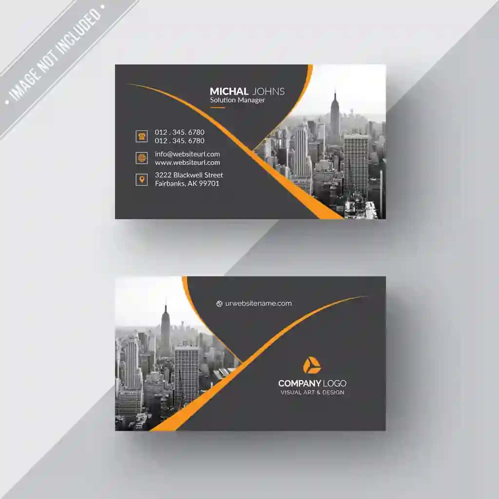 Qora–To‘q sariq rangdagi premium biznes vizitka