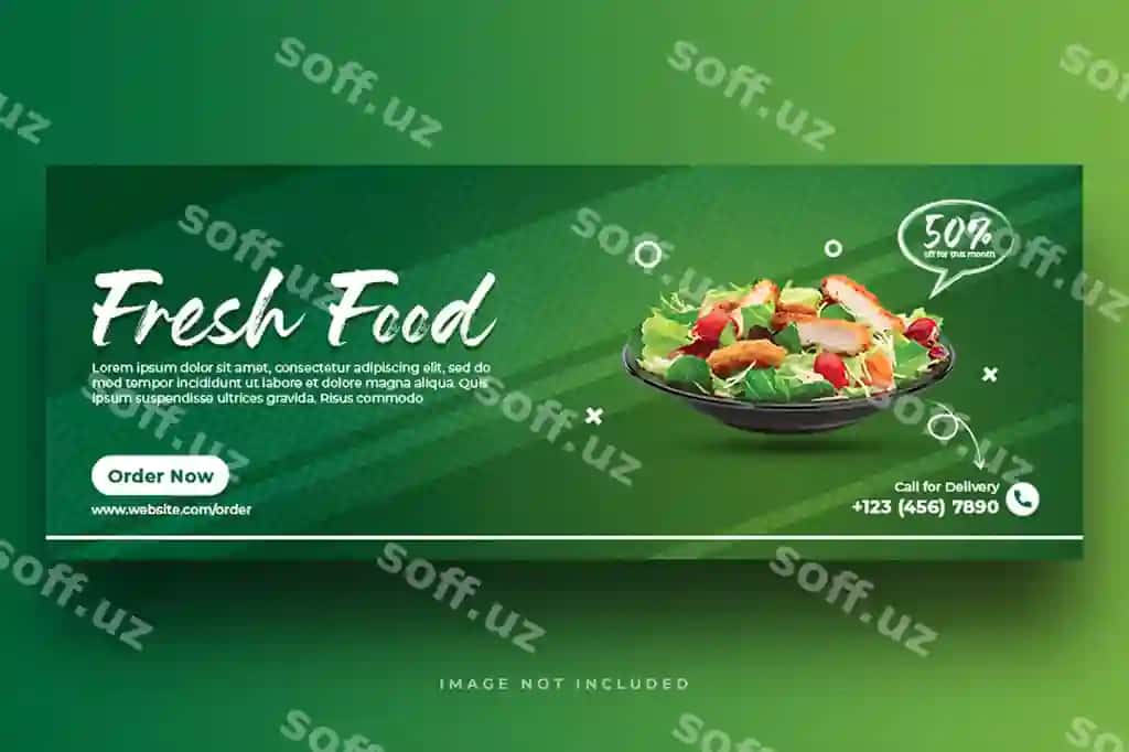 Baner shablon fast food post ijtimoiy tarmoqlar | Banner template fast food post social media