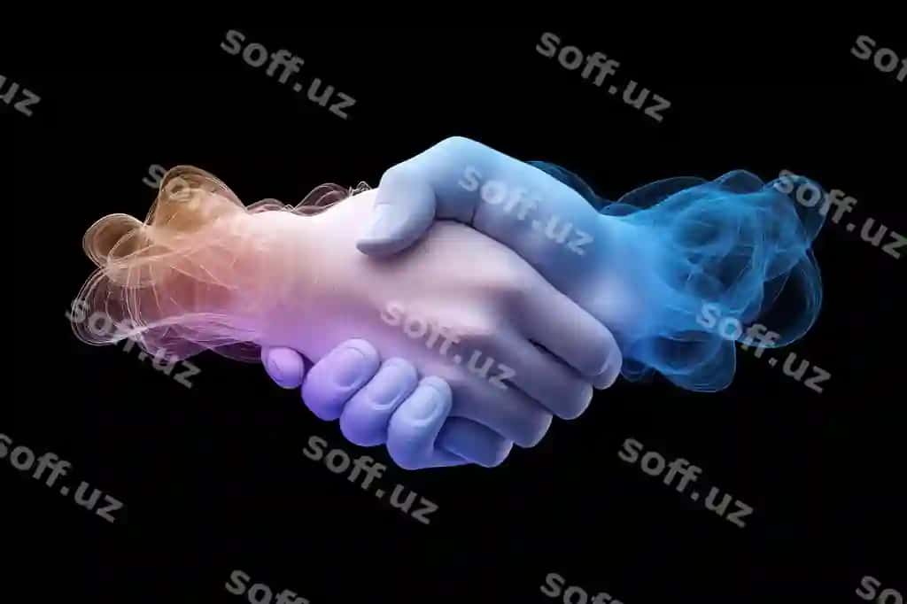 Abstrakt raqamli qo'l uzatish konsepsiyasi grafik dizayn | Abstract digital handshake concept graphic design