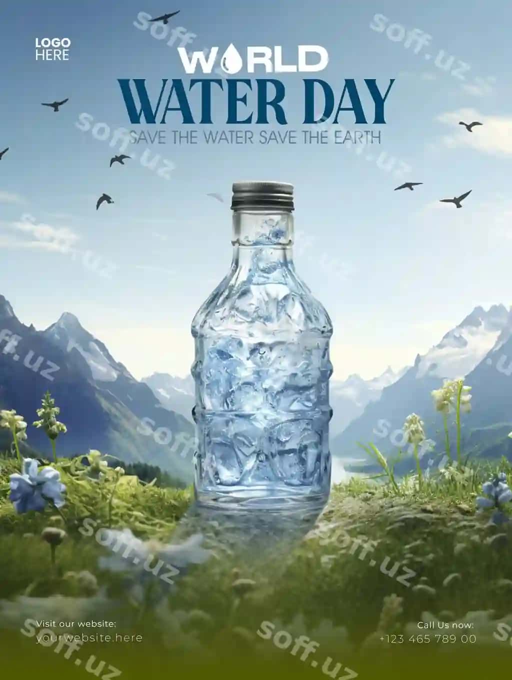 Dunyo suvi kuni 22-mart Dunyo muhit kuni Instagram postlar shabloni | World water day 22 march world environment day instagram posts template
