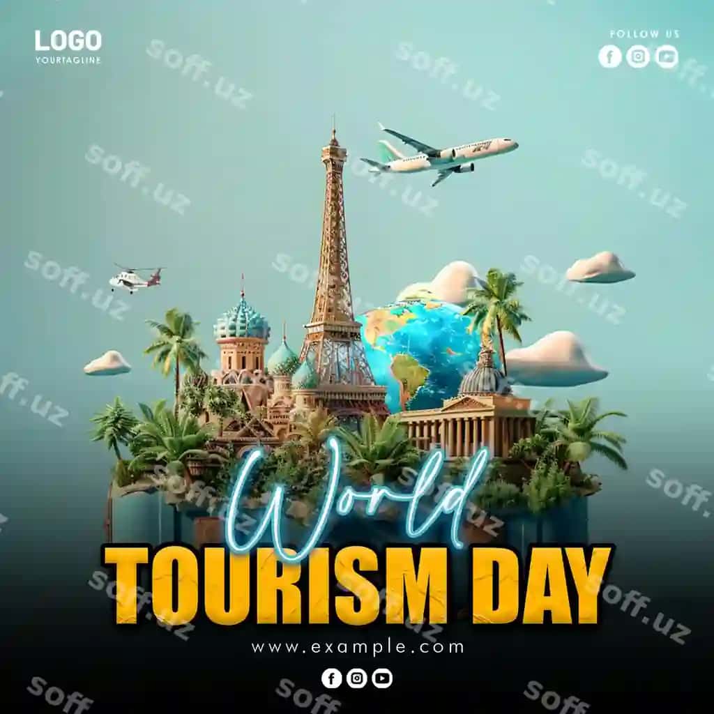 Tur sayohati Instagram posti Ijtimoiy tarmoqlar posti Plakat Dunyo turizmi | Tour travel instagram post social media post poster world tourism