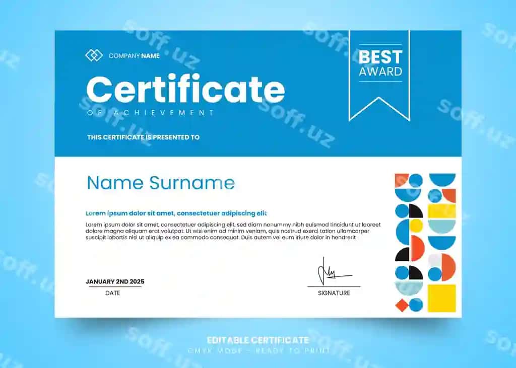 Professional sertifikat dizayn shabloni | Professional certificate design template