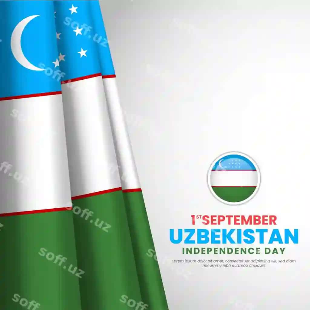 Oʻzbekiston mustaqillik kuni uchun bayroq shabloni vektor illustratsiyasi | Uzbekistan waving flag template independence day vector illustration