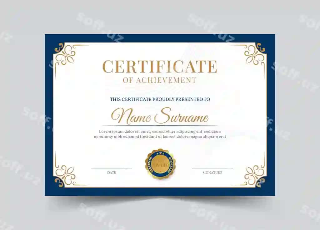 Chiroyli boylik sertifikat shabloni mukofotlar uchun diplom orqa fon | Elegant luxurious certificate template awards diploma background