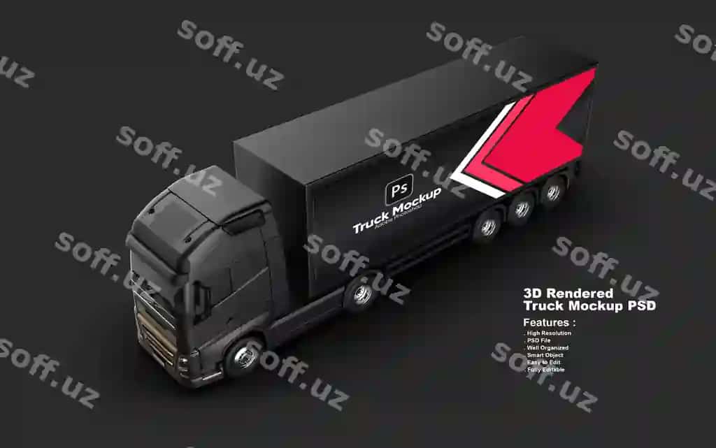 Zamonaviy yetkazib berish yuk avtomobili 3d mockup | Modern delivery truck 3d mockup