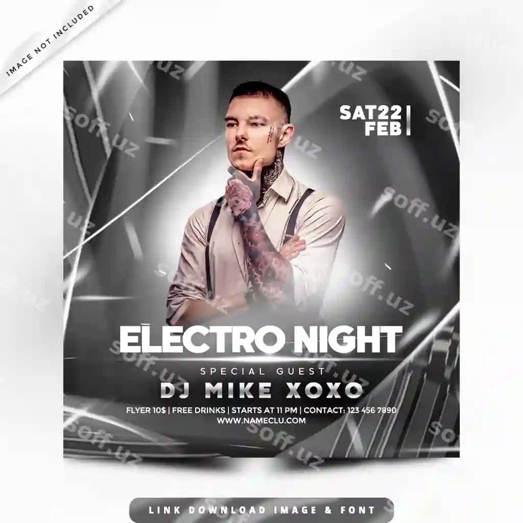 Elekro tunlar to'p premium poster | Electro nights party premium poster