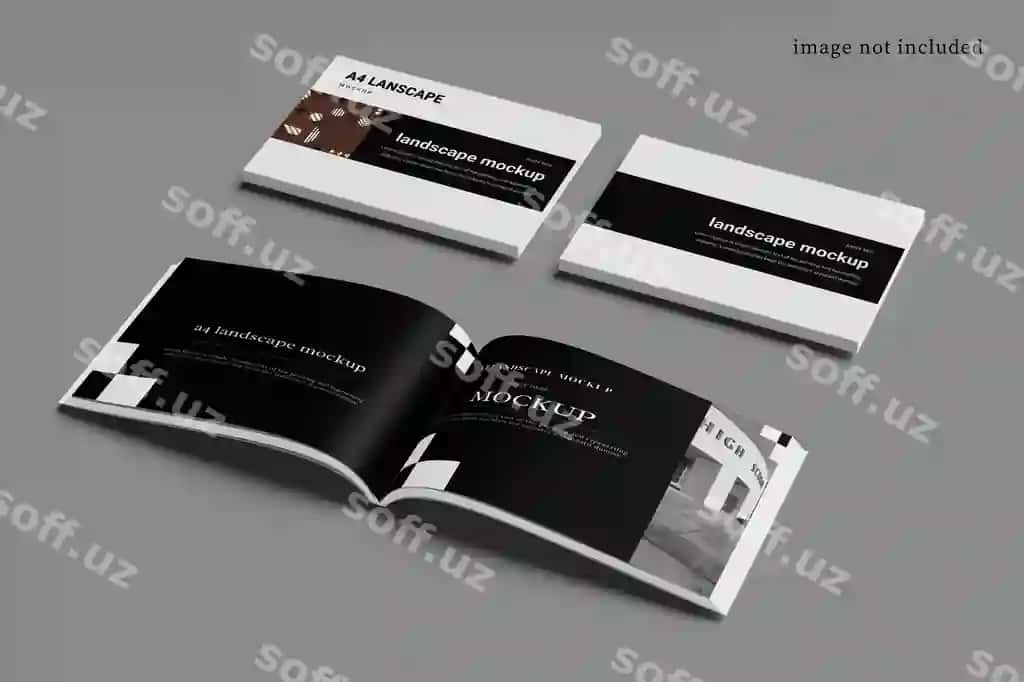 A4 goxritalı magazin namunasi | A4 landscape magazine mockup