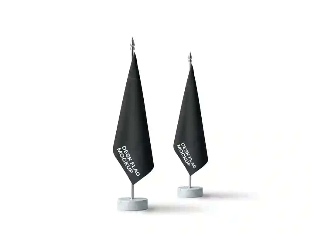 Qora stol bayroq maketi | Black desk flag mockup set