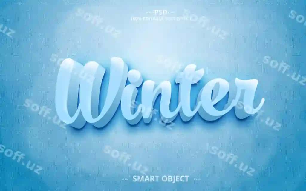 Qish eng yaxshi ijodiy matn effekt dizayn PSD fayli | Winter best creative text effect design psd file