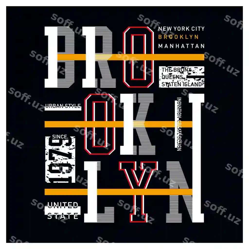 Brooklyn tipografiya tshirt grafikalar vektorlar | Brooklyn typography tshirt graphics vectors