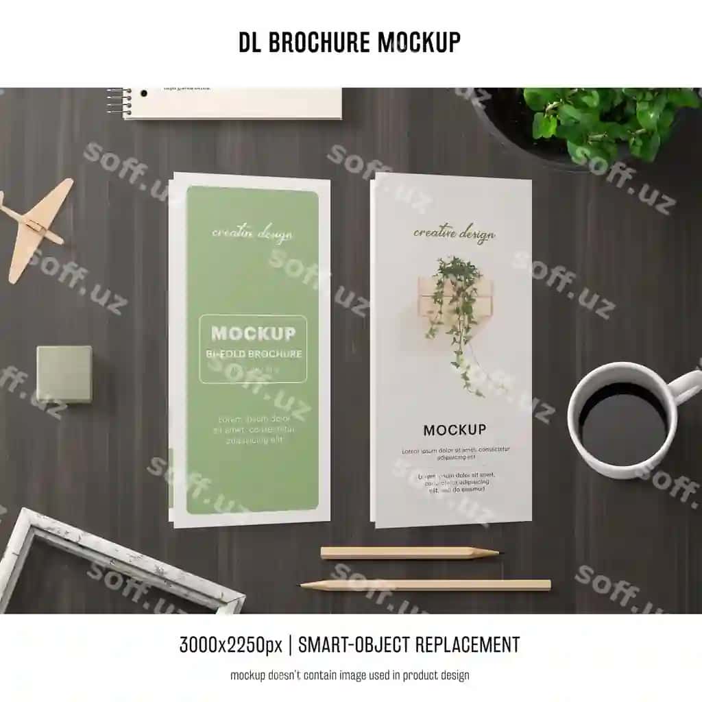 Portret dl broshyur mockup | Portrait dl brochure mockup