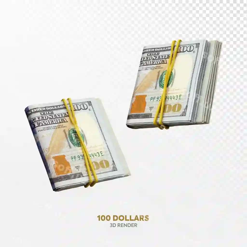 100 dollarlik AQSH banknoti realistik 3D render ajraltirilgan oq fonda | 100 dollars bill american money realistic 3d render isolated white