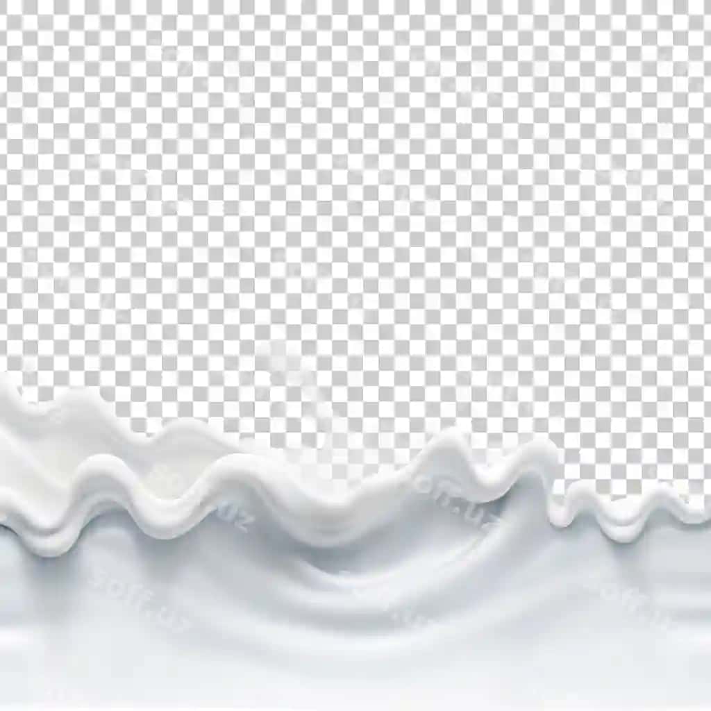Oq sut to'lqini shaffof orqa fonga ega | White milk wave with transparent background
