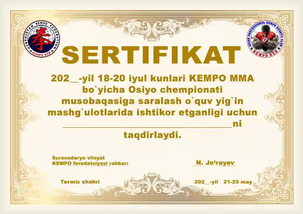 sertifikat MMA