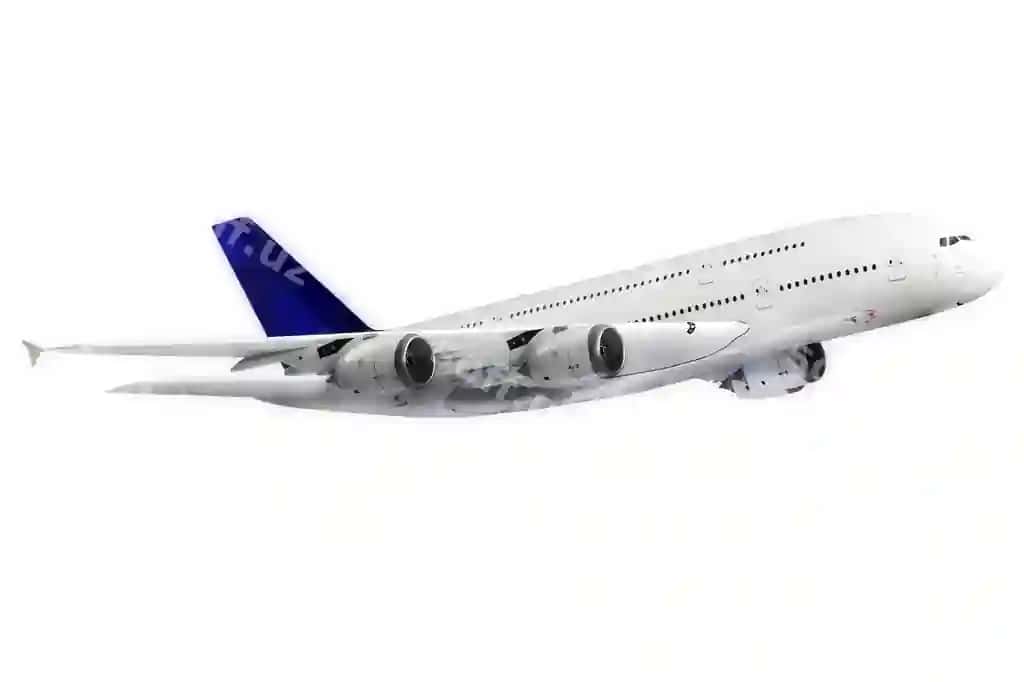 Zamonaviy samolyot ajraltirilgan oq fonda | Modern airplane isolated white background