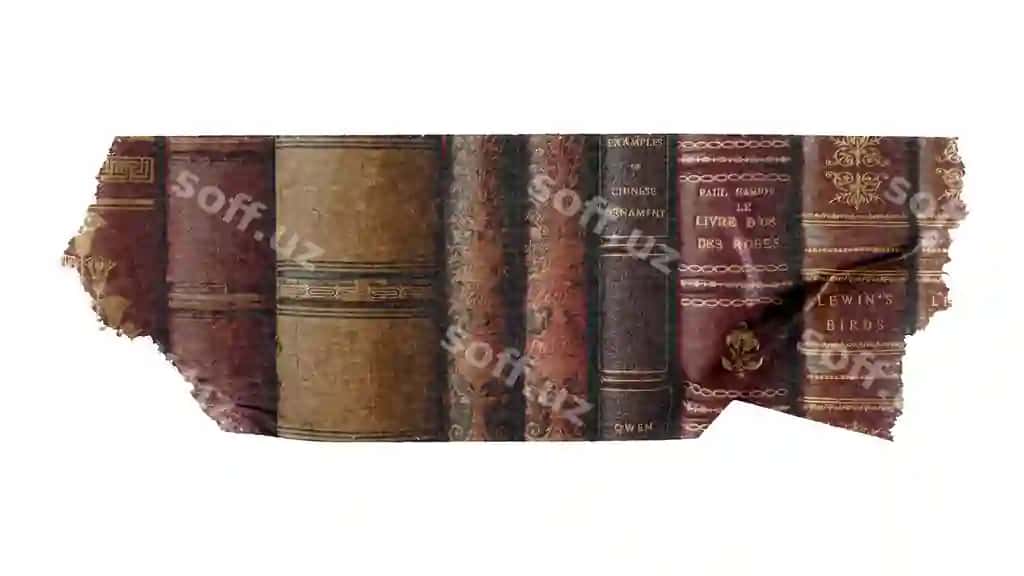 Png deraza kitoblar qirrillari stiker vashi qog'oz shaffof fonda | Png leather book spines sticker washi tape transparent background