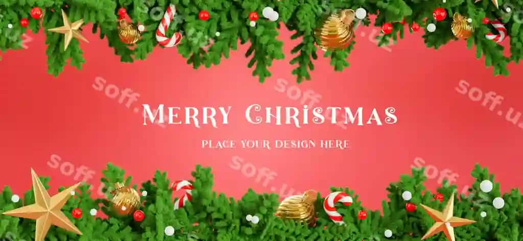3d render Yulduzlar gulduvarining bezatmasi baxromli Yulduzlar kontseptsiyasi bilan | 3d render christmas wreath decoration with merry christmas concept