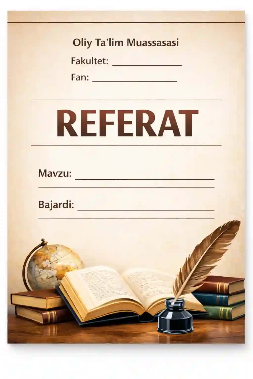 Referat ustki qismi uchun shablon