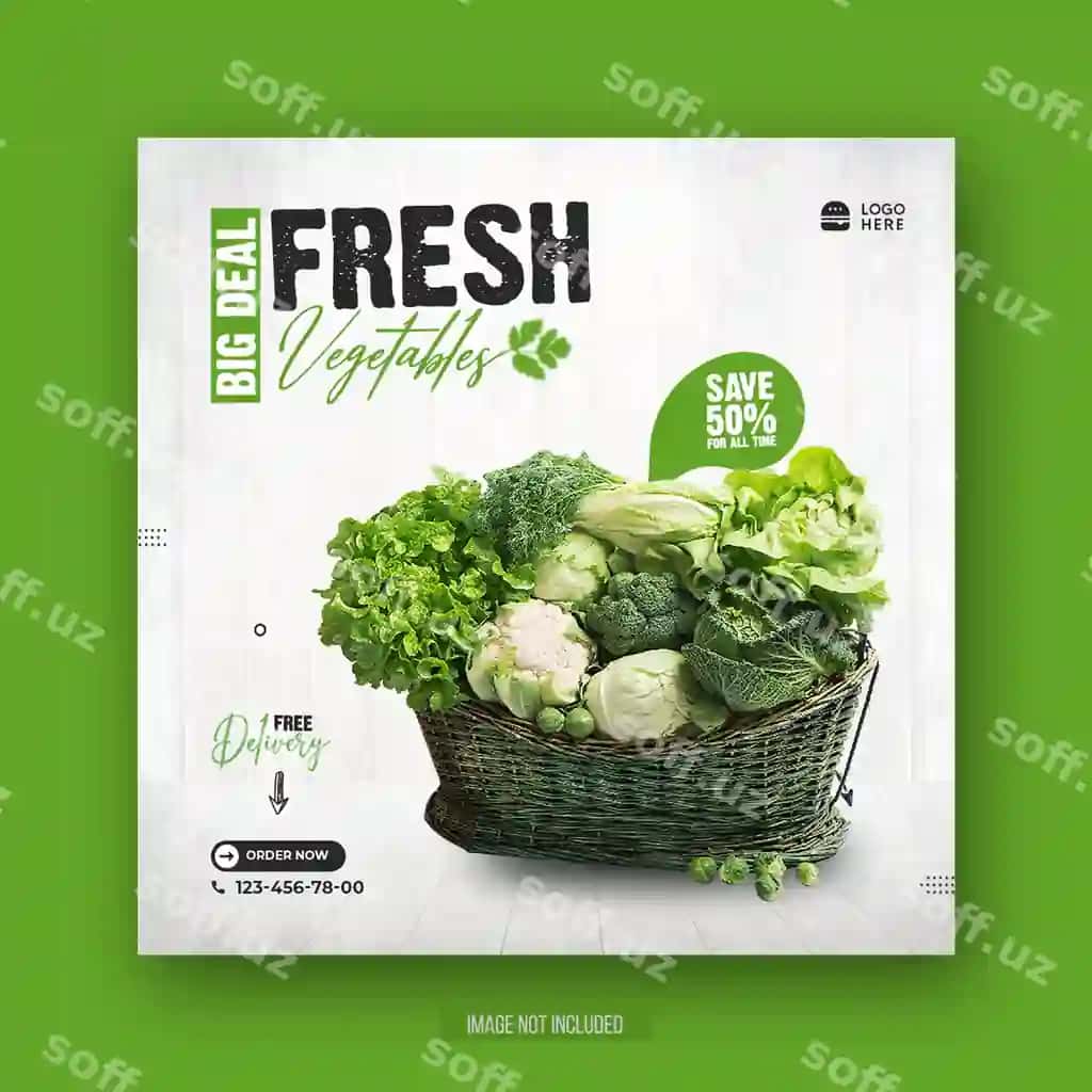 Sog'lom maxsus ovqatlar menyusi uchun ijtimoiy tarmoqlar reklamasi Instagram flyeri | Healthy special food menu promotion social media flyer instagram