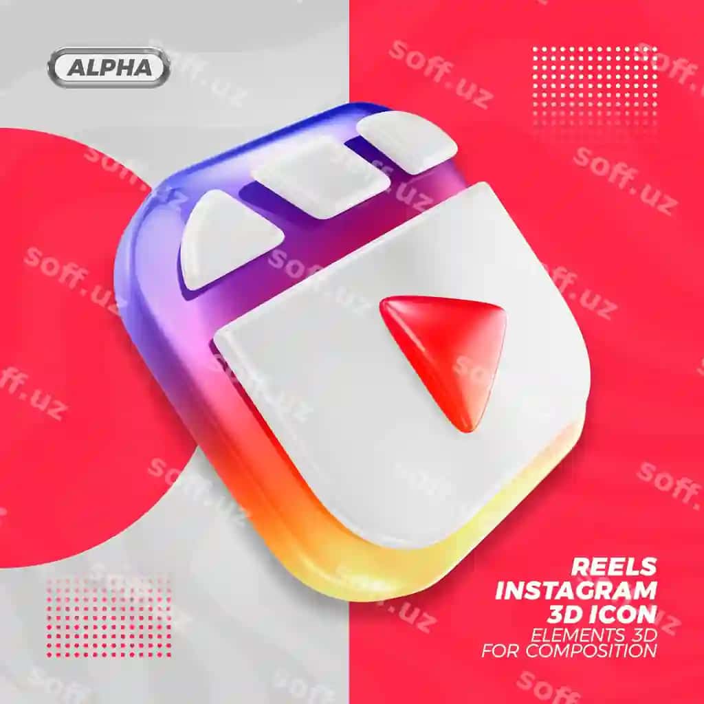 Reels instagram uch o'lchovli ikonka rendering rendering | Reels instagram 3d icon rendering rendering