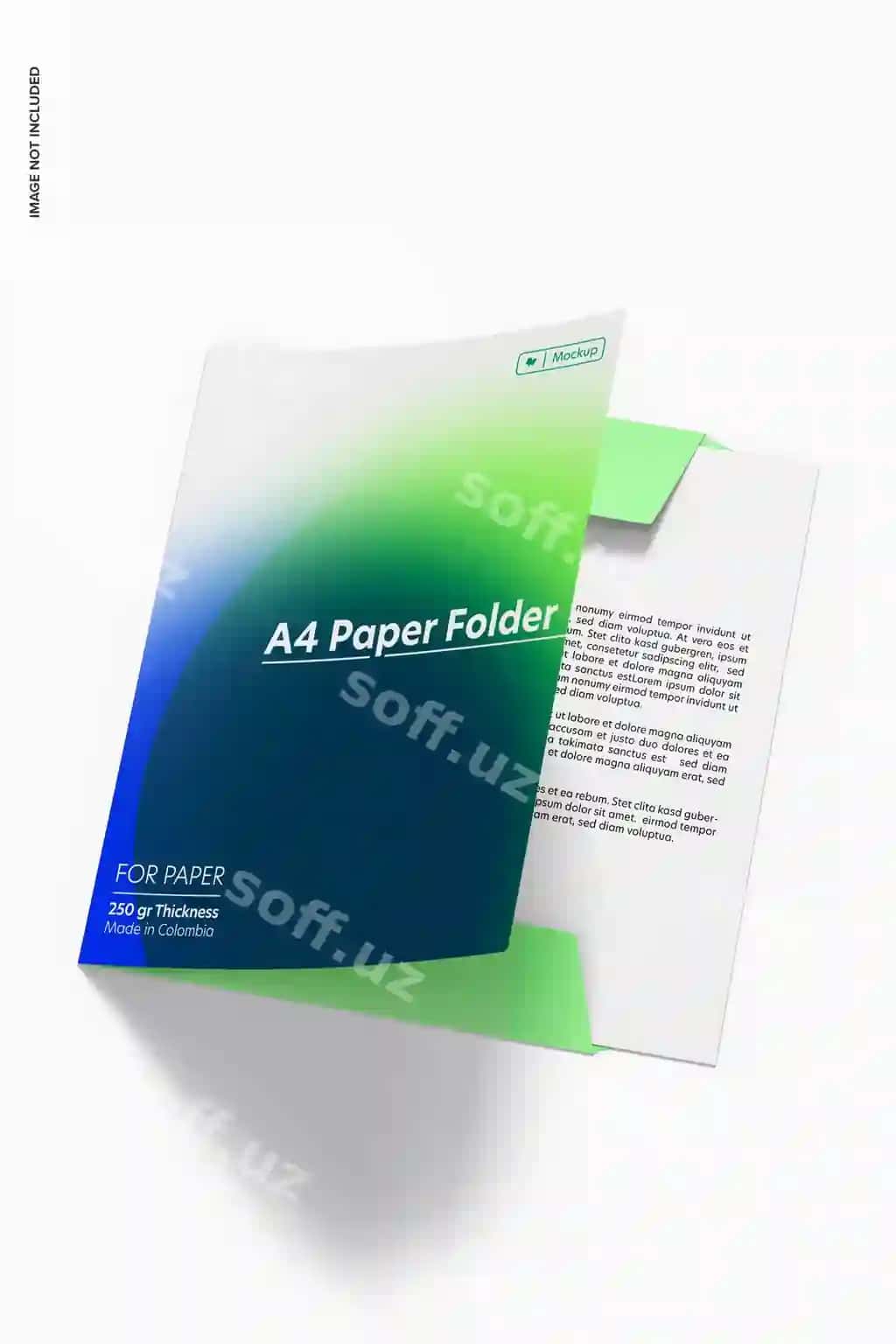 A4 qog'oz papkasi mockup perspektivasi | A4 paper folder mockup perspective view