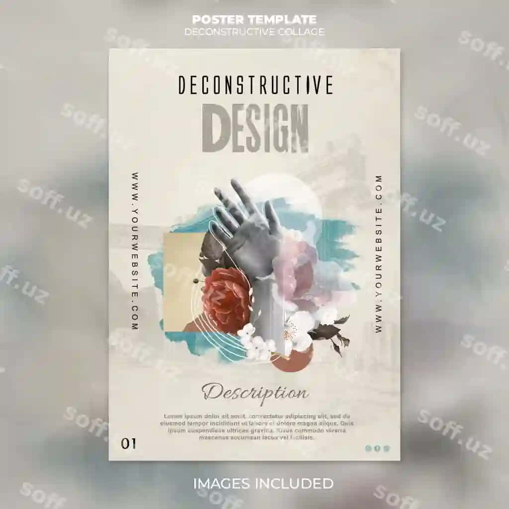 Dekonstruktivizm vintaj kollaj plakat dizayni | Deconstructivism vintage collage poster design