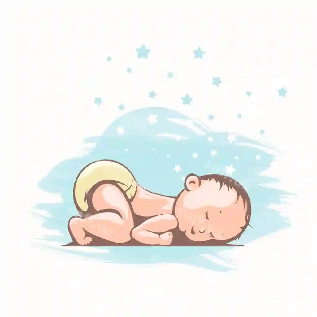 Yoqimli uyquvchi bola multfil'm uslubi tomon ko'rinishi | Cute sleeping baby cartoon style side view