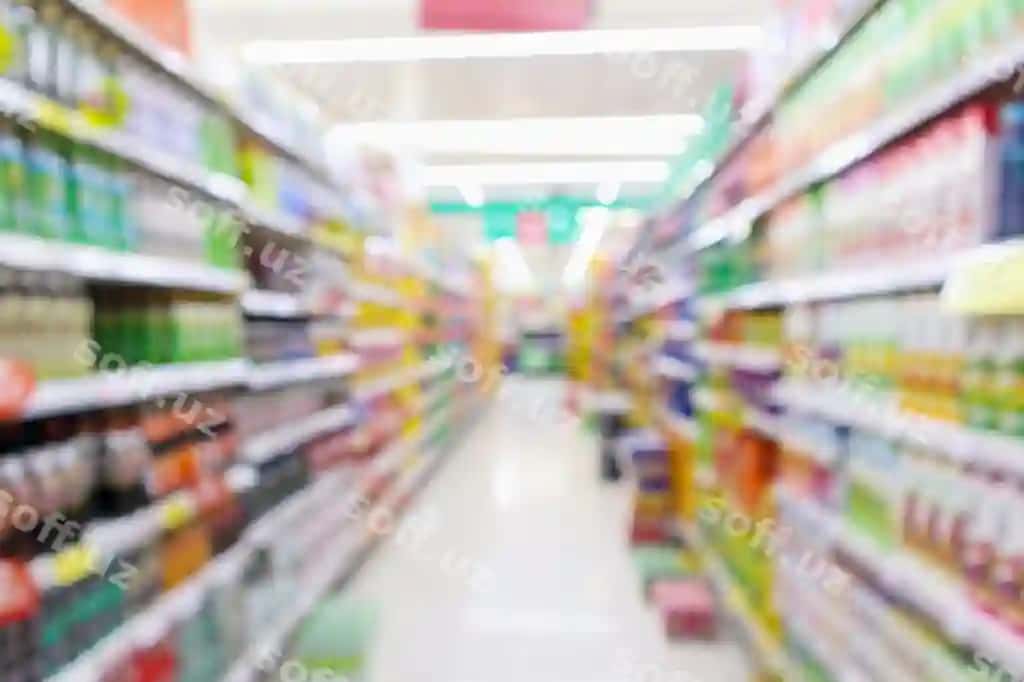 Jismoniy bozarning yoq izolyatsiyasi foni | Abstract blur supermarket aisle background