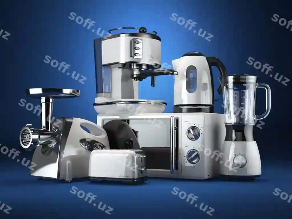 Oshxona jihozlari blender toster qahve mashinasi gosht izgarasi mikroto'lqin pechi choy qozoni 3D | Kitchen appliances blender toaster coffee machine meat ginder microwave oven kettle 3d