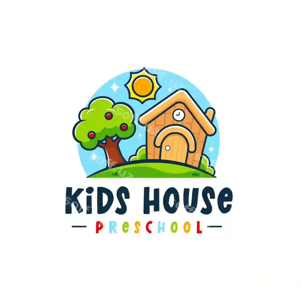Bola maktabi, oldingi maktab, kunlik gizlanish, gulishli logotip | Kindergarten school preschool day care funny logo