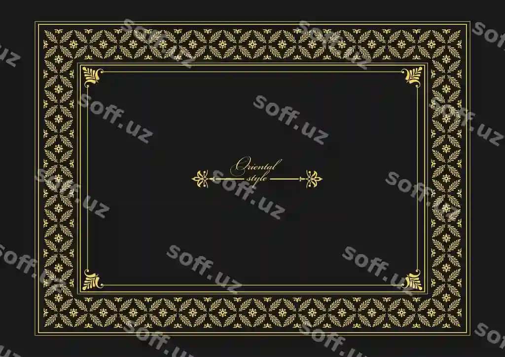 Oltin bezatma qora orqa fonda taklif kartasi sifatida ishlatish mumkin. | Gold ornament dark background can be used as invitation card