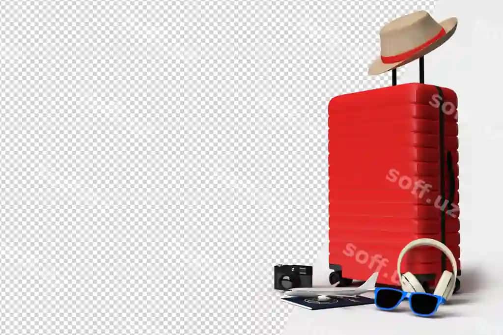 Chizim qutisi samolyot sayohat qiluvchi aksessuarlari va dam olish uchun zarur narsalar | Suitcase with airplane traveler accessories essential vacation items