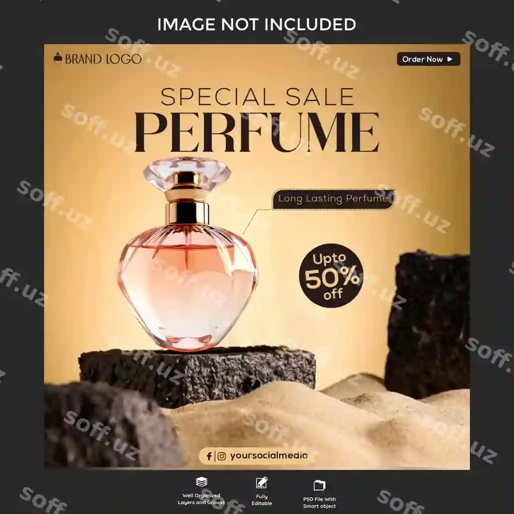Post parfyum go'zallik mahsulotlari makeup aktsiya banner post ijtimoiy tarmoqlar | Post perfume beauty products makeup sale banner post social media