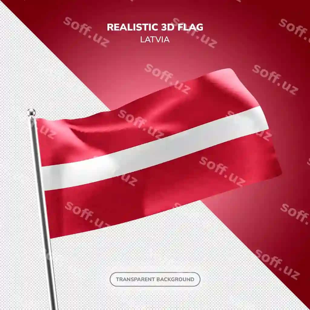 Psd Latviya realistik 3D bayroq render | Psd latvia realistic 3d flag render