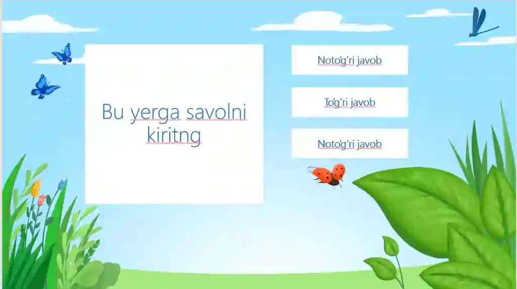 Interaktiv test taqdimotini yarating