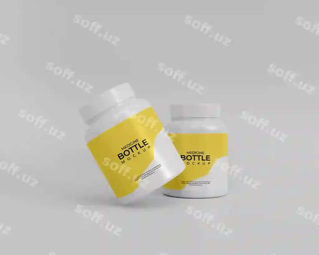 3d plastik dori bankasi modeli | 3d plastic medicine jar supplement mockup