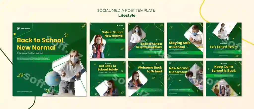 COVID uslubi ijtimoiy media post dizayni shabloni | Covid lifestyle social media post design template