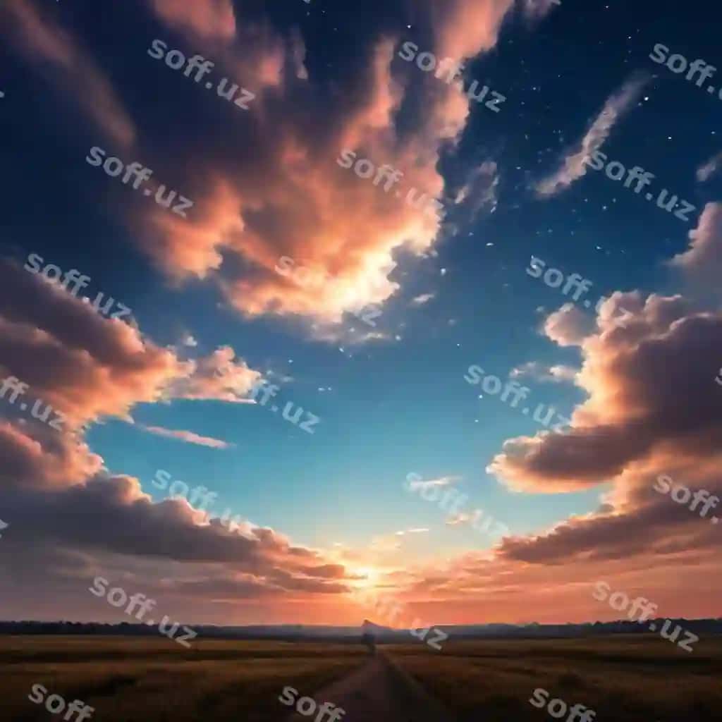 Shom bulutlar bilan yo'lni osmon o'rtasida | Sunset with clouds road middle sky