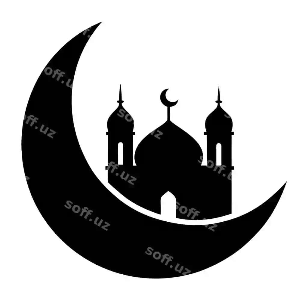 Hayit oy silueti vektor illustratsiyasi | Eid moon silhouette vector illustration