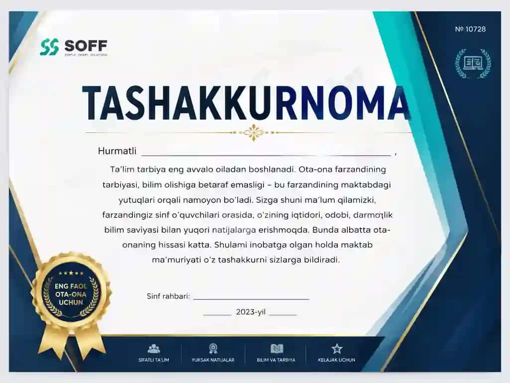 Tabriklash uchun tashakkurnoma