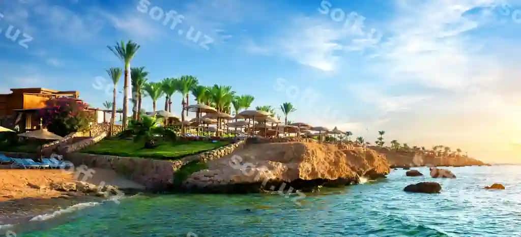 Qizil dengizdan Misriy hotelni ko'rish | View egyptian hotel from red sea
