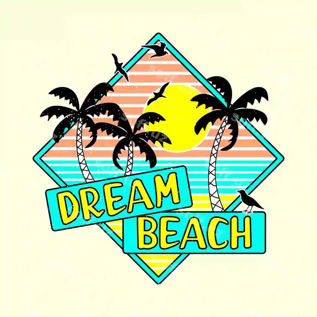 Vektor tush plyaj bosma yoz | Vector dream beach print summer