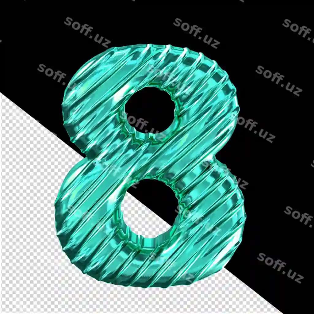Bo'linchi firuza 3D ramz 8-raqam | Ribbed turquoise 3d symbol number 8