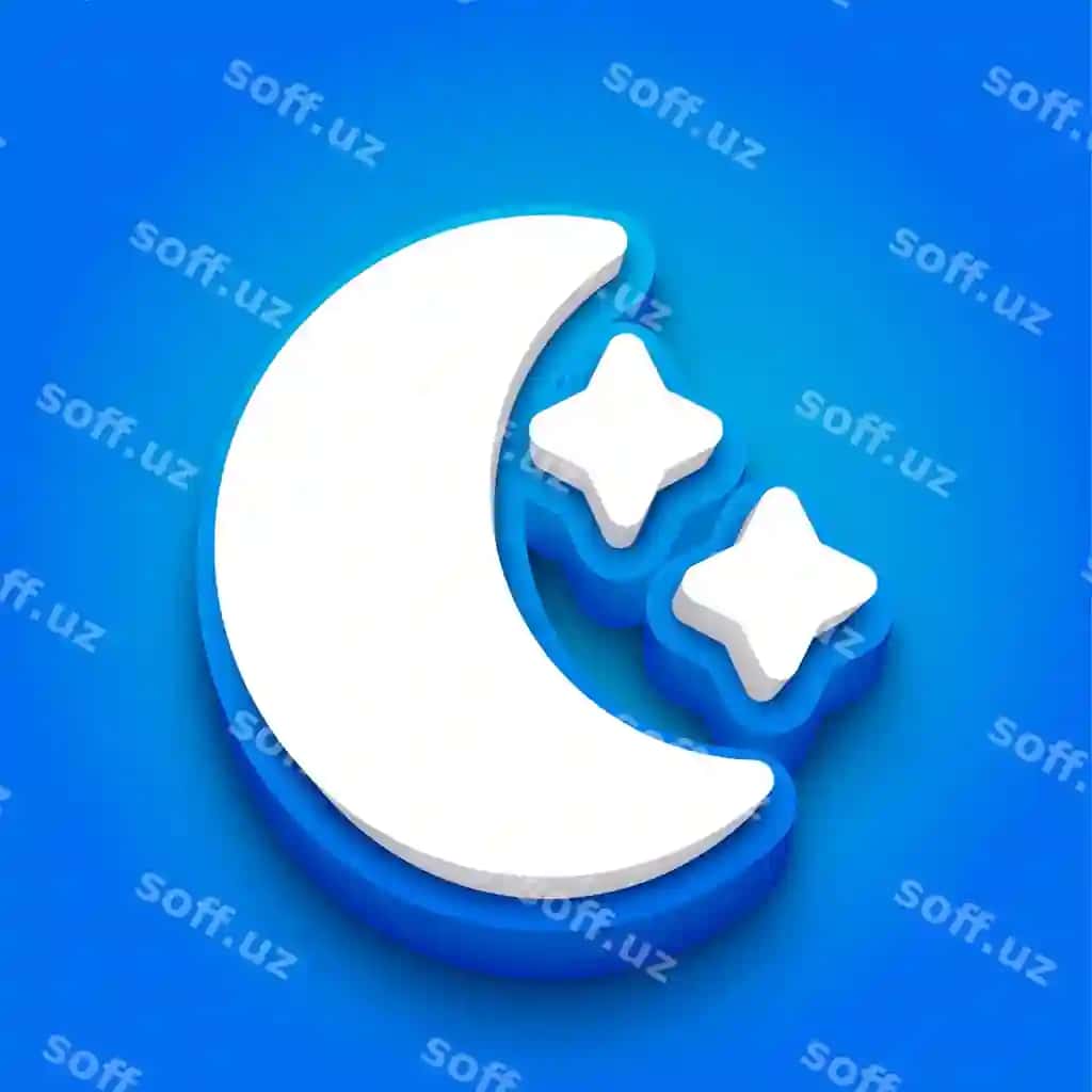 So'nggi trenddagi ko'k va oq 3d hilol yulduzlar ikonasi binafsha ko'k fonda | Trendy blue white 3d moon stars icon with vibrant blue background