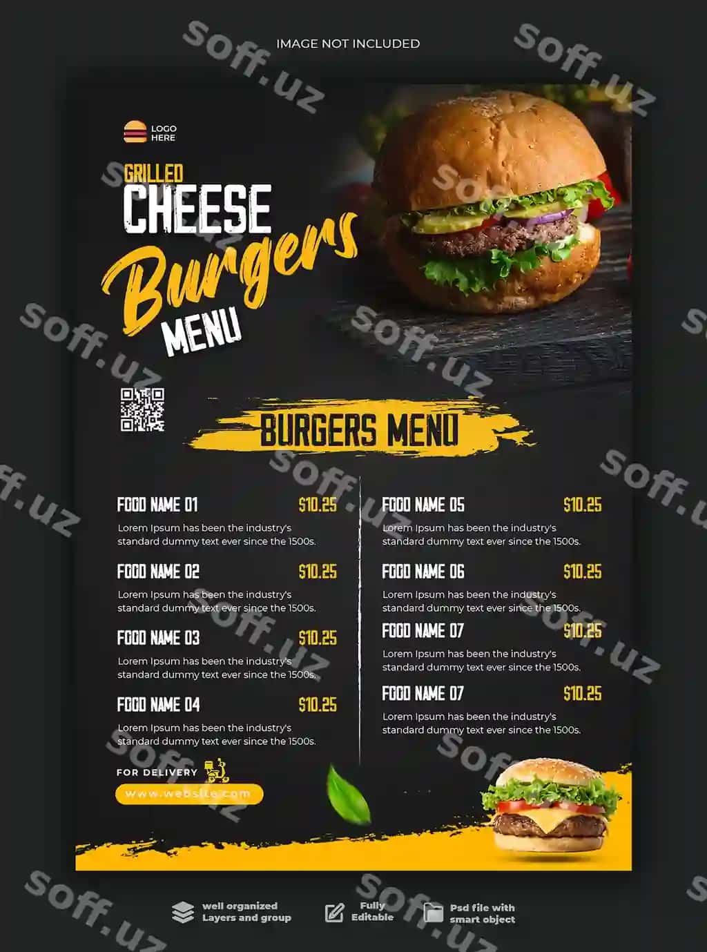Maxsus ovqatlar menyusi restoran plakat shabloni | Special food menu restaurant poster template